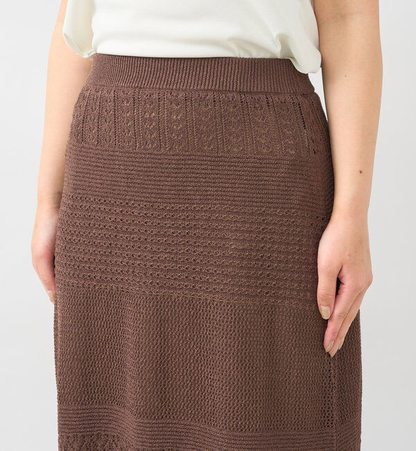  「《セットアップ対応》透かし編みフレアスカート」|スカート|