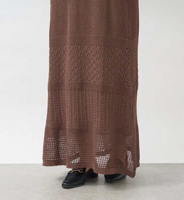  「《セットアップ対応》透かし編みフレアスカート」|スカート|