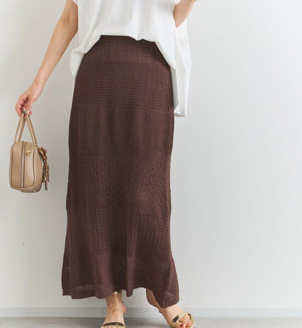  「《セットアップ対応》透かし編みフレアスカート」|スカート|
