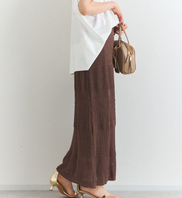 「《セットアップ対応》透かし編みフレアスカート」|スカート|