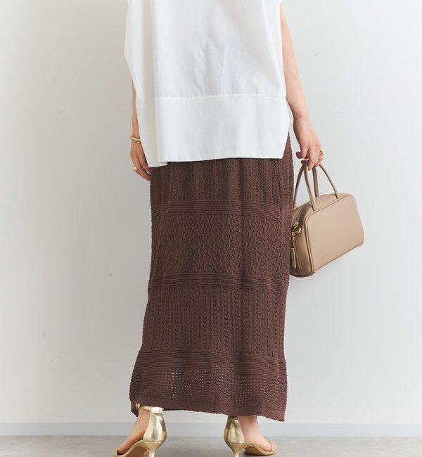  「《セットアップ対応》透かし編みフレアスカート」|スカート|