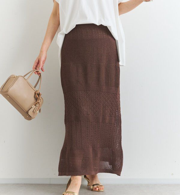  「《セットアップ対応》透かし編みフレアスカート」|スカート|