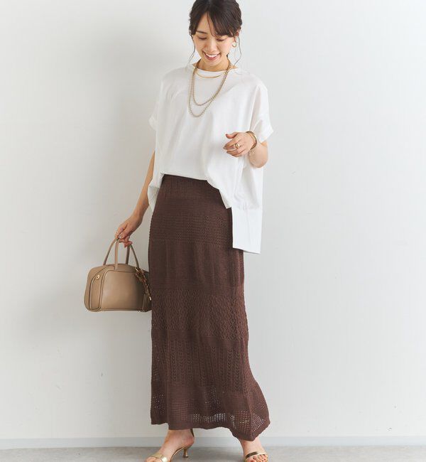  「《セットアップ対応》透かし編みフレアスカート」|スカート|