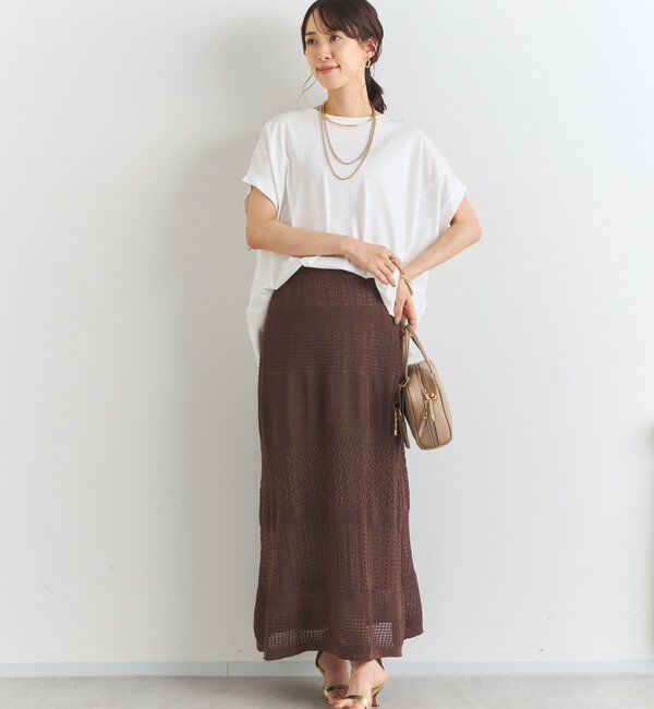  「《セットアップ対応》透かし編みフレアスカート」|スカート|