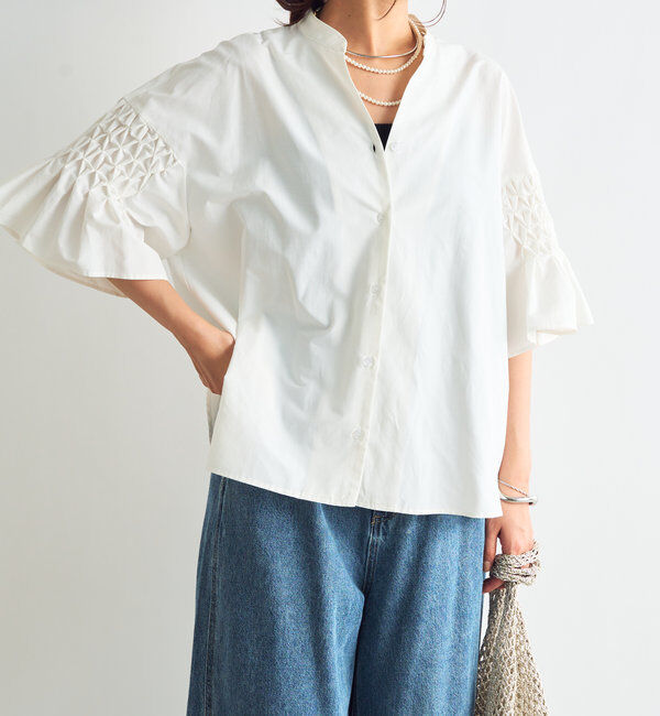 「《きちんと感をプラス》モイストブロードブラウス」|シャツ・ブラウス|