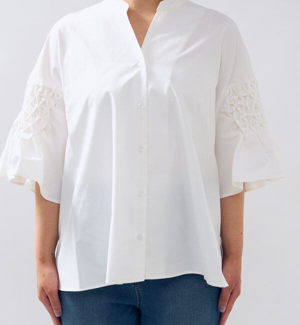  「《きちんと感をプラス》モイストブロードブラウス」|シャツ・ブラウス|