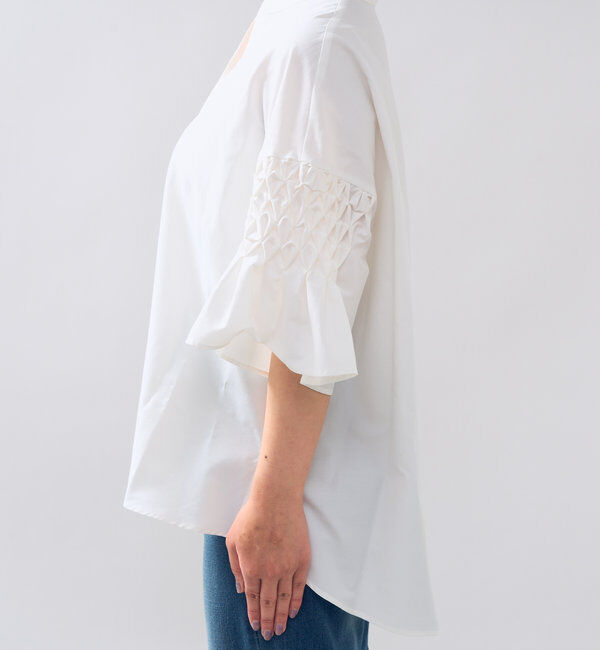 「《きちんと感をプラス》モイストブロードブラウス」|シャツ・ブラウス|