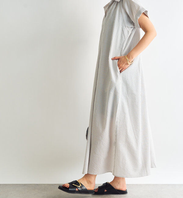  「《さらっと涼しい》シアーサッカーシャツワンピース」|その他|