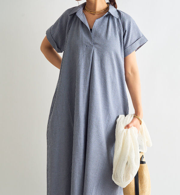  「《さらっと涼しい》シアーサッカーシャツワンピース」|その他|