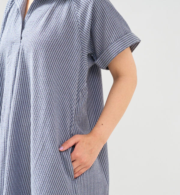  「《さらっと涼しい》シアーサッカーシャツワンピース」|その他|