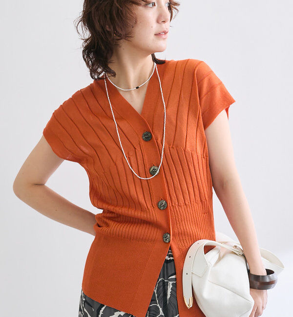  「【大人のこなれ感】マルチリブジレプルオーバー」|ニット・セーター|オレンジ