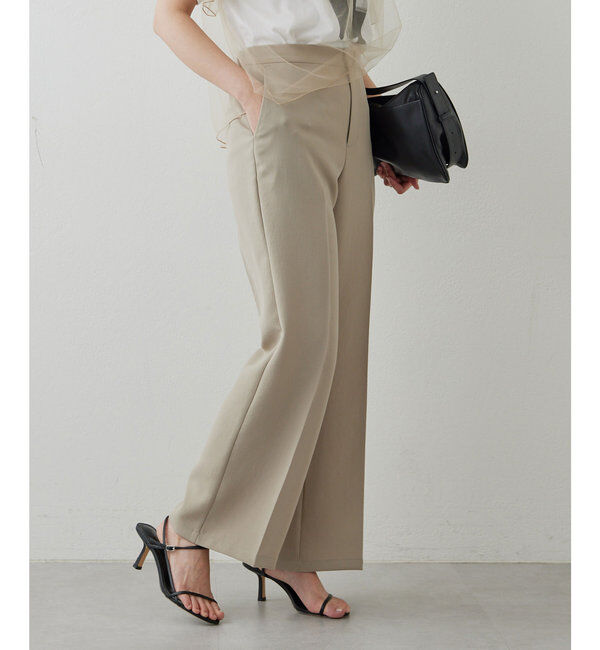  「【サイズ展開あり】ジャージーセミフレアパンツ」|スラックス|