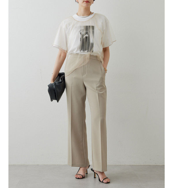  「【サイズ展開あり】ジャージーセミフレアパンツ」|スラックス|