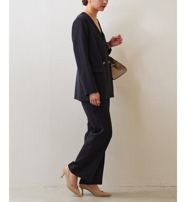  「【サイズ展開あり】ジャージーセミフレアパンツ」|スラックス|