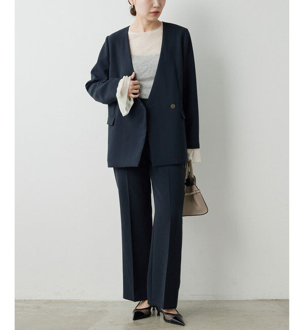  「【サイズ展開あり】ジャージーセミフレアパンツ」|スラックス|