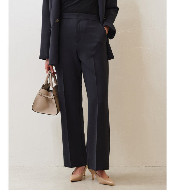  「【サイズ展開あり】ジャージーセミフレアパンツ」|スラックス|