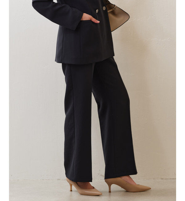  「【サイズ展開あり】ジャージーセミフレアパンツ」|スラックス|