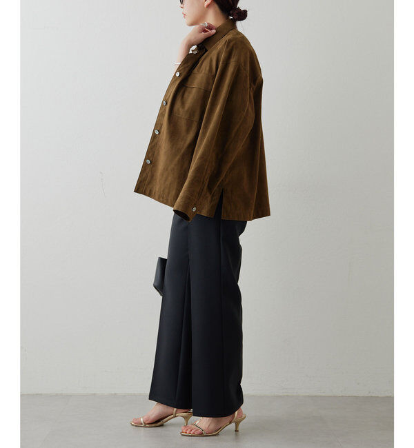  「【サイズ展開あり】ジャージーセミフレアパンツ」|スラックス|