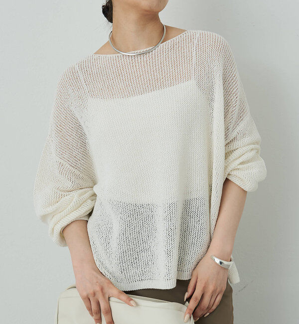  「リネンメッシュプルオーバー」|ニット・セーター|ホワイト