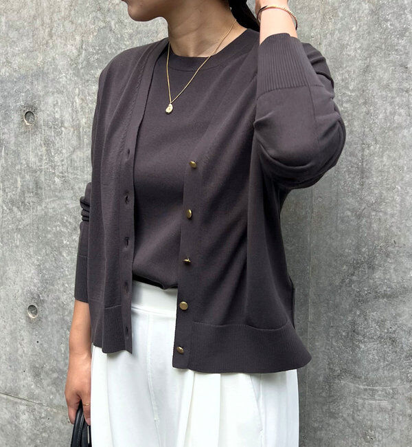  「【接触冷感/アンサンブル対応】アイシーコットンVカーデ」|ニット・セーター|