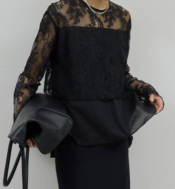  「レイヤードレースブラウス」|シャツ・ブラウス|ブラック