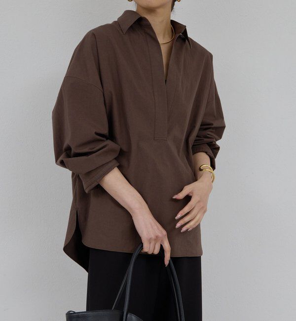  「スキッパーシャツ」|シャツ・ブラウス|ブラウン