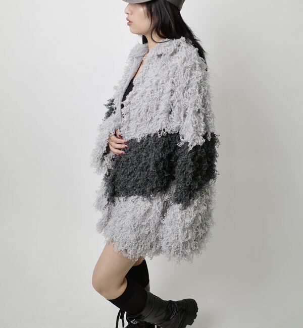  「【HiNT/ヒント】 ループヤーンニットブルゾン」|カーディガン|