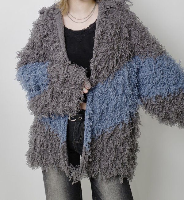  「【HiNT/ヒント】 ループヤーンニットブルゾン」|カーディガン|