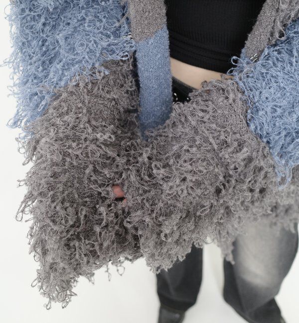  「【HiNT/ヒント】 ループヤーンニットブルゾン」|カーディガン|