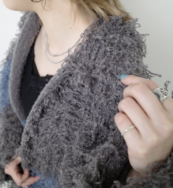  「【HiNT/ヒント】 ループヤーンニットブルゾン」|カーディガン|