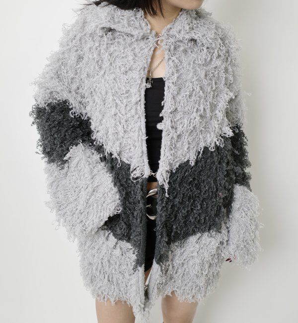  「【HiNT/ヒント】 ループヤーンニットブルゾン」|カーディガン|