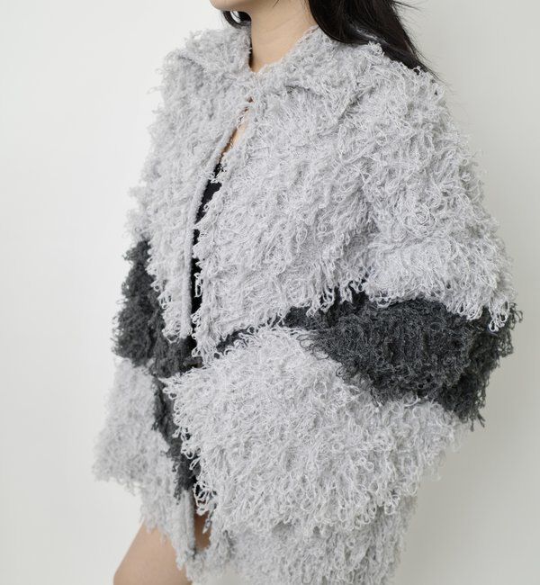  「【HiNT/ヒント】 ループヤーンニットブルゾン」|カーディガン|