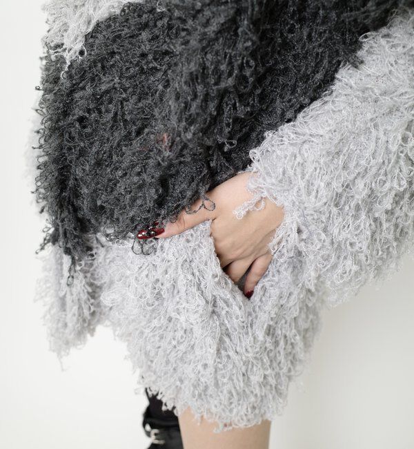  「【HiNT/ヒント】 ループヤーンニットブルゾン」|カーディガン|