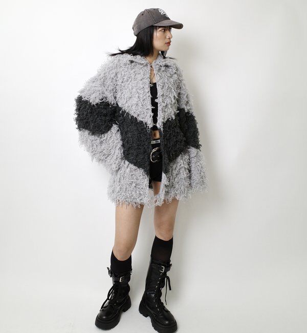  「【HiNT/ヒント】 ループヤーンニットブルゾン」|カーディガン|