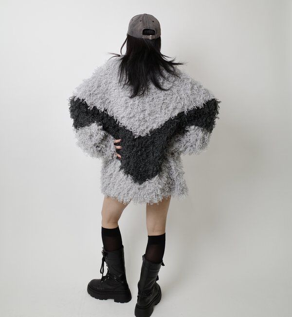  「【HiNT/ヒント】 ループヤーンニットブルゾン」|カーディガン|