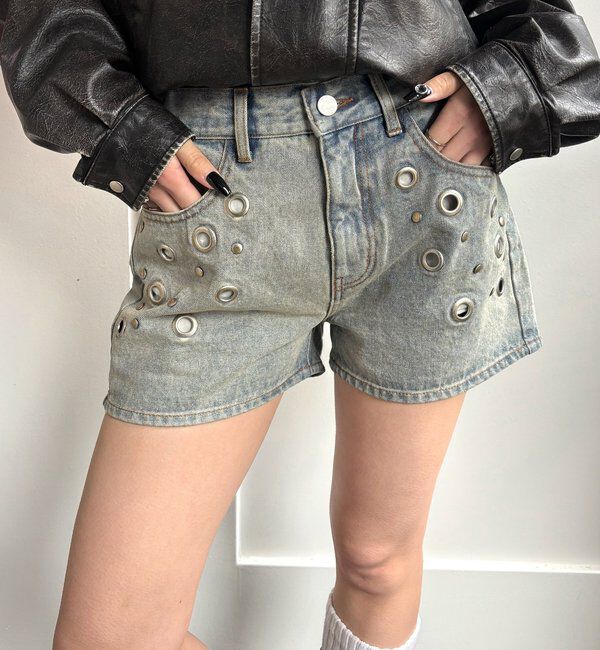  「EYELET DENIM SHORTS」|デニム|