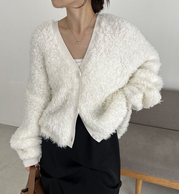  「〈VERSEAU/ヴェルソー〉フェザーハンドメイドカーディガン」|カーディガン|オフホワイト