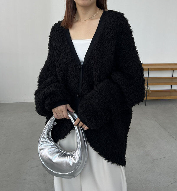  「〈VERSEAU/ヴェルソー〉フェザーハンドメイドカーディガン」|カーディガン|ブラック