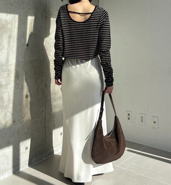  「バックUネッククロップボーダーTシャツ」|Tシャツ・カットソー|