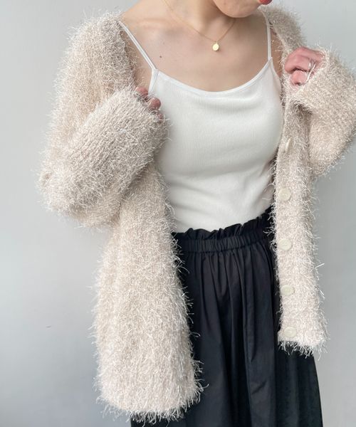 LOWRYS FARM「【ご自身の体形に合わせて選べるショート＆ロング丈あり】ラメシャギーカーディガンＬＳ」|カーディガン|