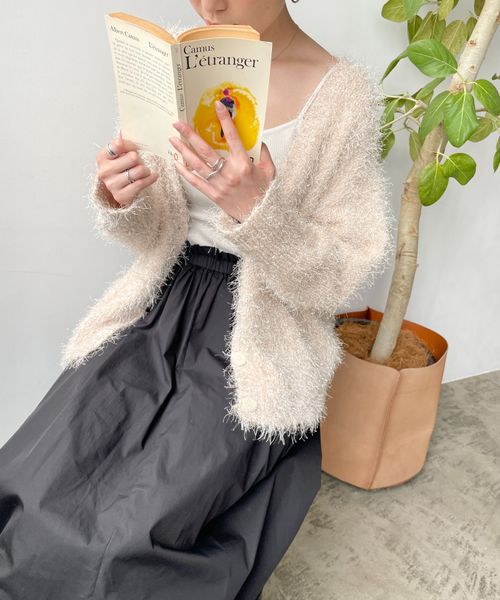 LOWRYS FARM「【ご自身の体形に合わせて選べるショート＆ロング丈あり】ラメシャギーカーディガンＬＳ」|カーディガン|