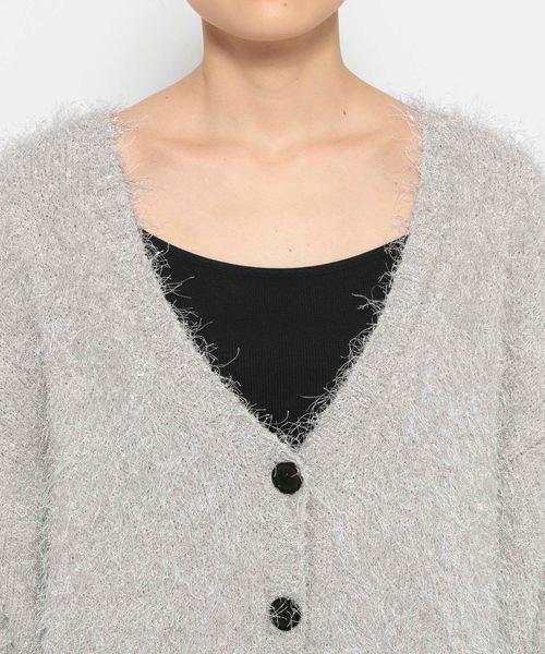 LOWRYS FARM「【ご自身の体形に合わせて選べるショート＆ロング丈あり】ラメシャギーカーディガンＬＳ」|カーディガン|