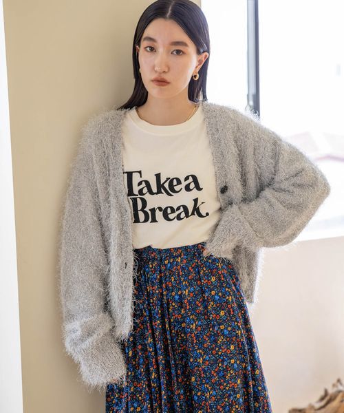 LOWRYS FARM「【ご自身の体形に合わせて選べるショート＆ロング丈あり】ラメシャギーカーディガンＬＳ」|カーディガン|