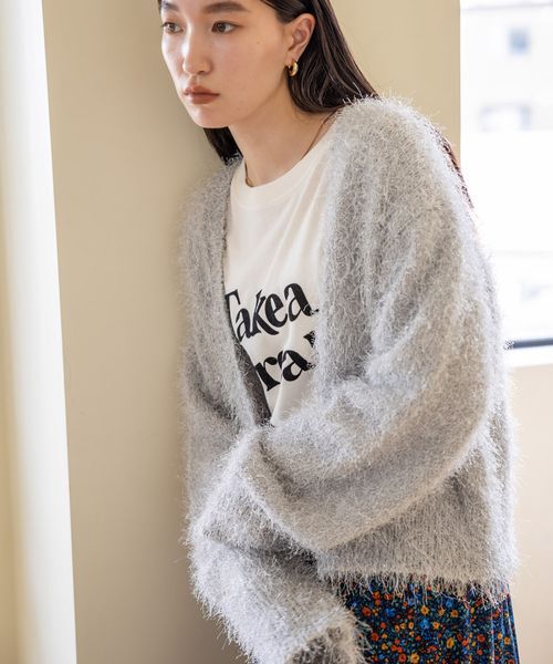 LOWRYS FARM「【ご自身の体形に合わせて選べるショート＆ロング丈あり】ラメシャギーカーディガンＬＳ」|カーディガン|