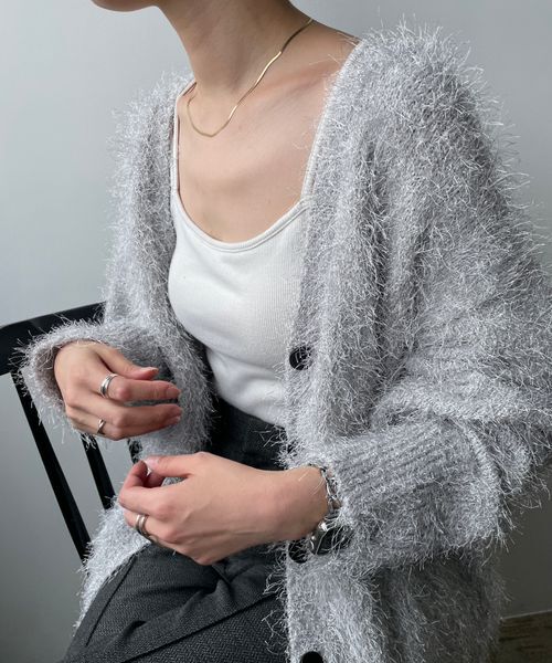 LOWRYS FARM「【ご自身の体形に合わせて選べるショート＆ロング丈あり】ラメシャギーカーディガンＬＳ」|カーディガン|