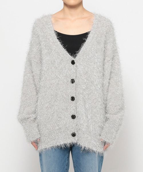 LOWRYS FARM「【ご自身の体形に合わせて選べるショート＆ロング丈あり】ラメシャギーカーディガンＬＳ」|カーディガン|