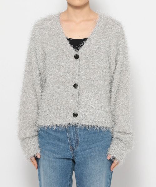 LOWRYS FARM「【ご自身の体形に合わせて選べるショート＆ロング丈あり】ラメシャギーカーディガンＬＳ」|カーディガン|