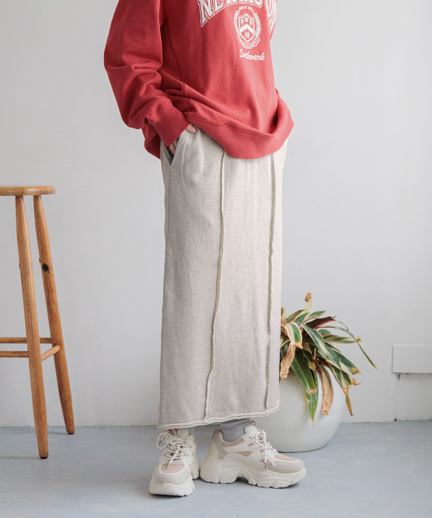 LOWRYS FARM「リメイクスウェットタイトスカート」|スカート|GRY2