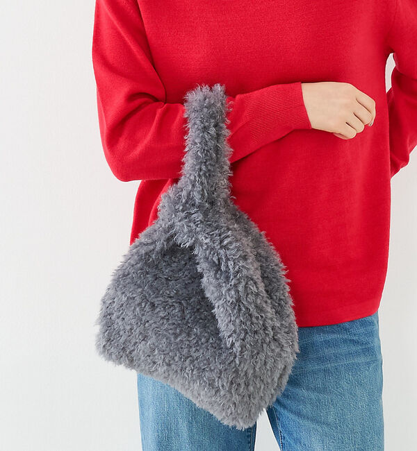 collex「【WEB限定】【EARTH MADE】CURLY FUR MARCHEBAG フ」|ハンドバッグ|チャコールグレー
