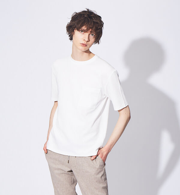 ABAHOUSE「【FLEX COOL】超接触冷感 スムース クルーネック Tシャツ」|Tシャツ・カットソー|オフホワイト